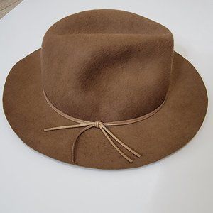 Nine West Wide Brim Felt Fedora Hat Dark Brown